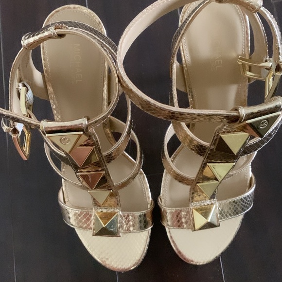 Michael Kors Gold Studded Heels - Picture 10 of 11